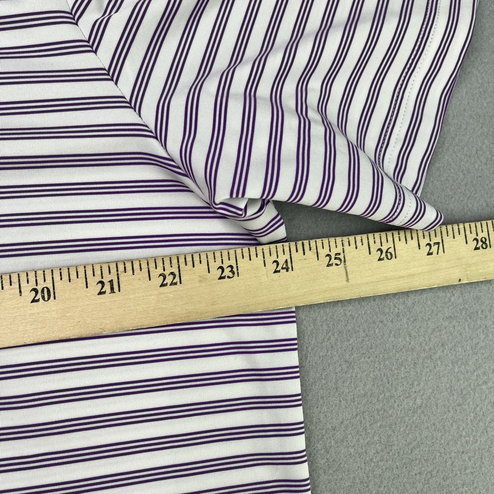 Adidas Golf Performance Polo Mens Large Purple Striped Shirt Memorial Tournament - Picture 9 of 12